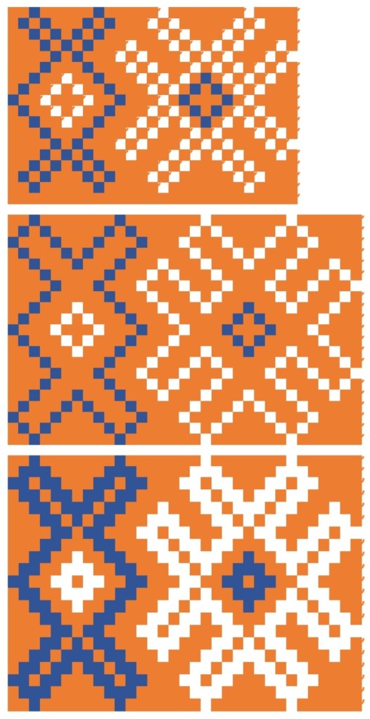 vaihtoetoisia tapoja sovittaa kirjontakuvio neulekuvioksi