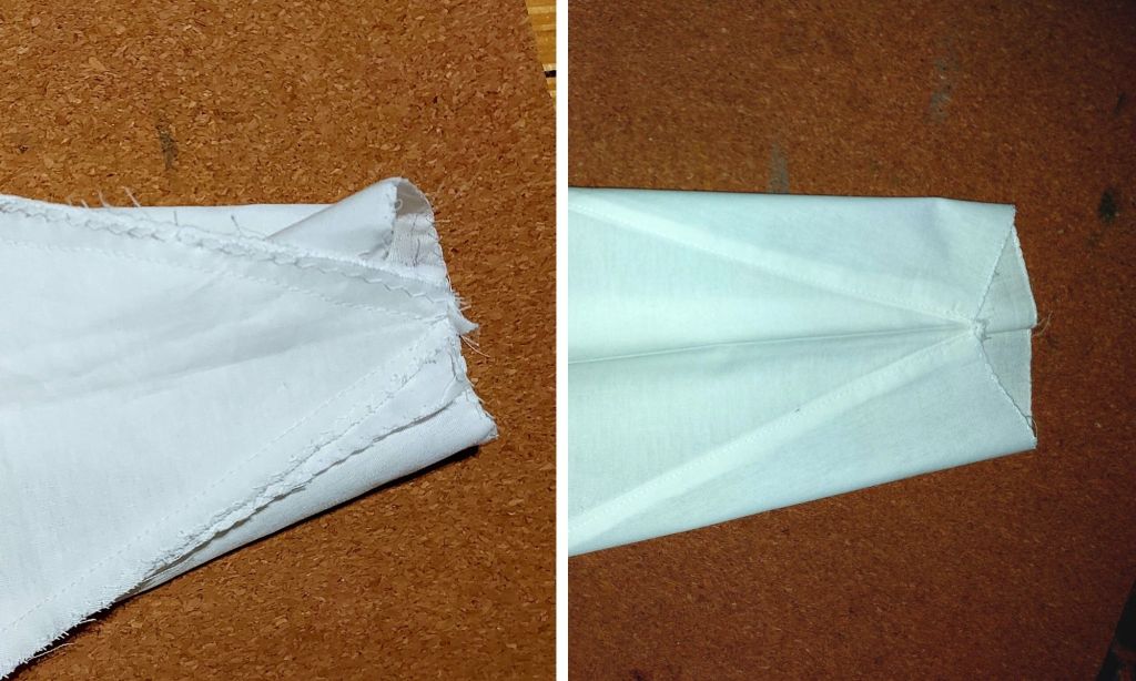 Hihan ylä- ja alakappale liitettynä yhteen.