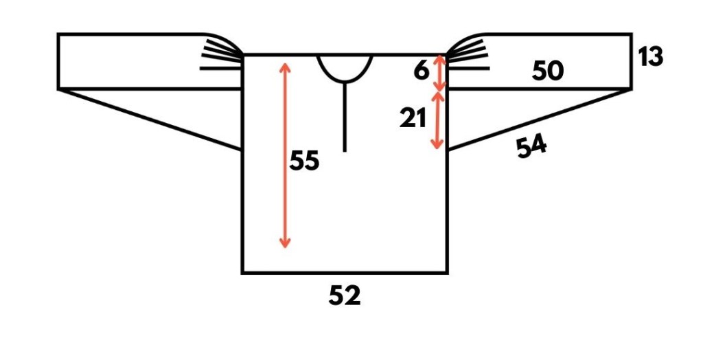 Ruokolahti naisen kansanpuvun paita kaaviokuva.
