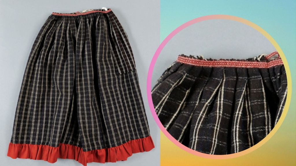 Antrealaisen hameen vyötärönauha, pirtanauha.