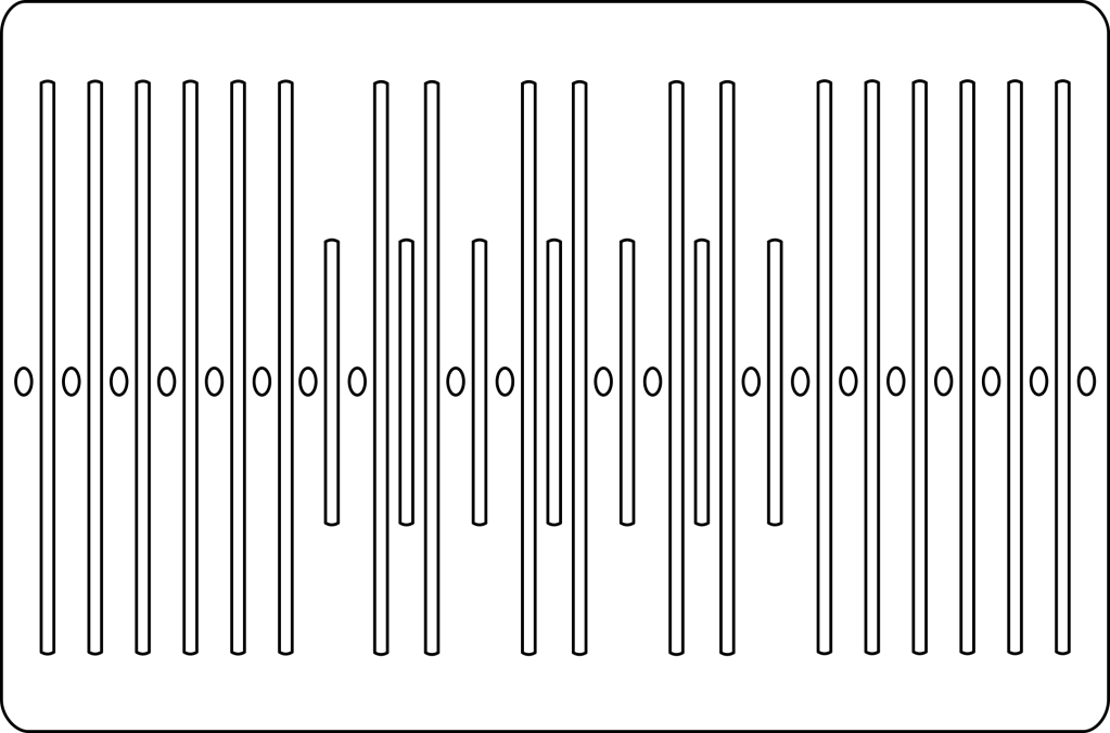 Kuviopirta, jossa aukot seitsemälle kuviolangalle.