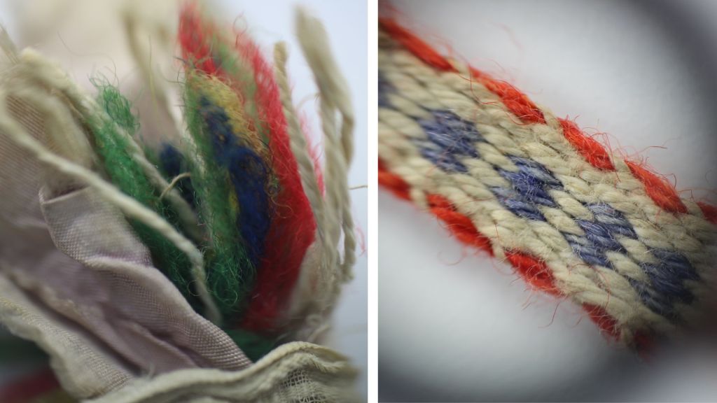 Kirkasvärisiä pirtanauhoja Käkisalmen kihlakunnasta.