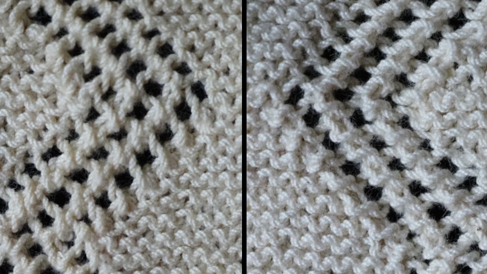 Lähikuva neulotusta pitsistä.