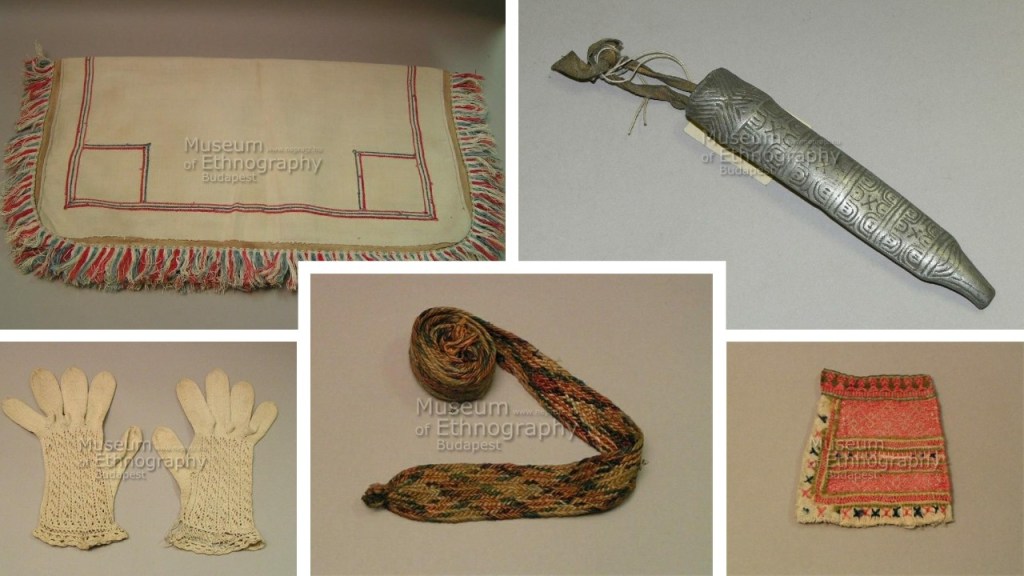 Valikoima esineitä unkarilaisesta kansatieteellisestä museosta.