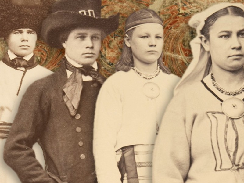 Jääsken ja Koiviston pukuja 1860-luvun studiovalokuvissa